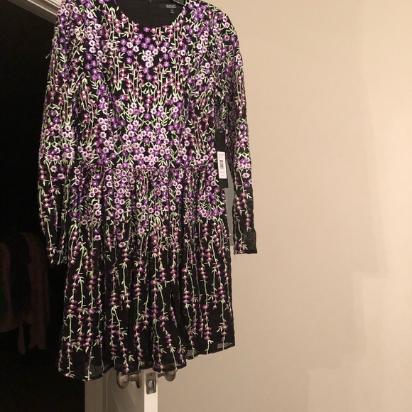 NWT Badgley Mischka Floral-Embroidered Dress - Picture 5 of 8